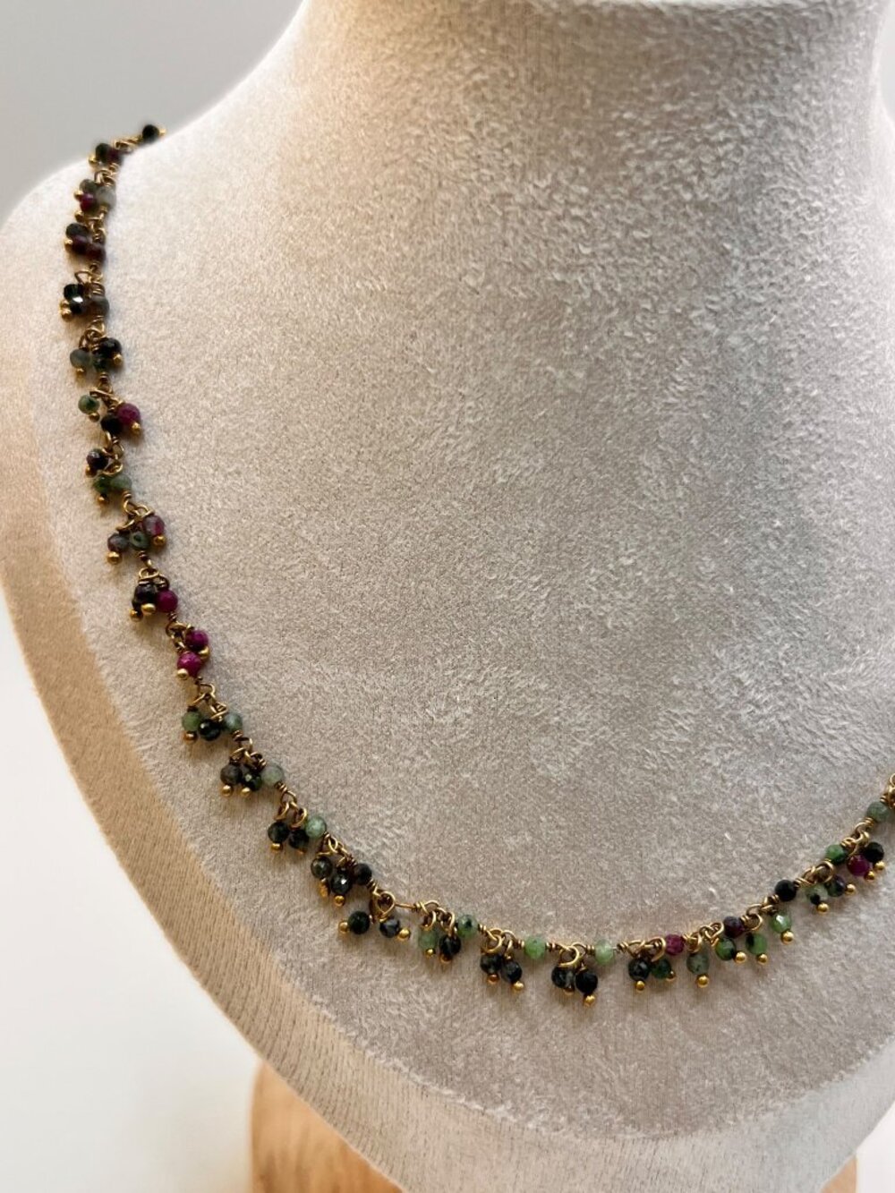 Handmade Multicolor Tourmaline Grape-Cluster Choker Necklace